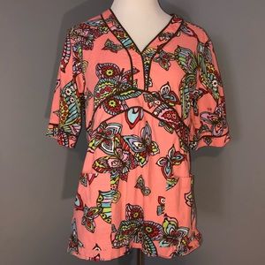 Koi Scrub Top Large Butterflies